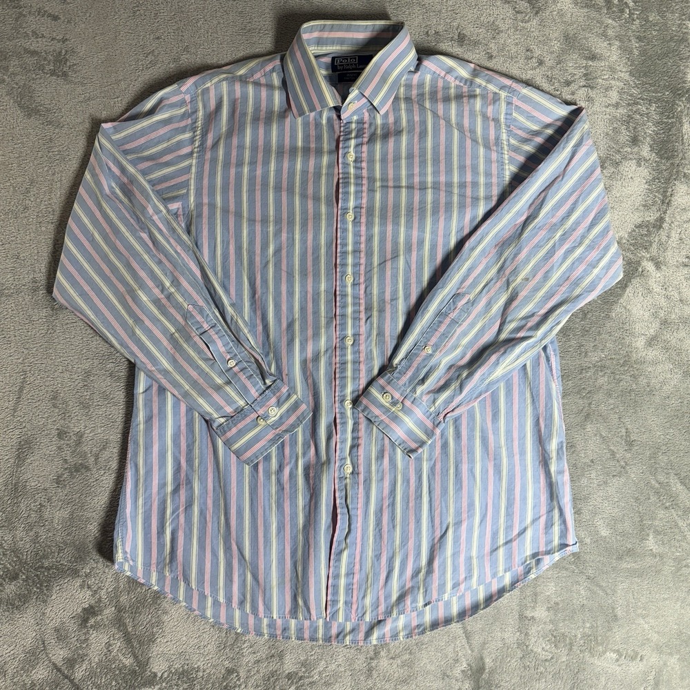 Polo Ralph Lauren Regent Custom Fit Button Up Dress Shirt Men's 17 34/35 Striped